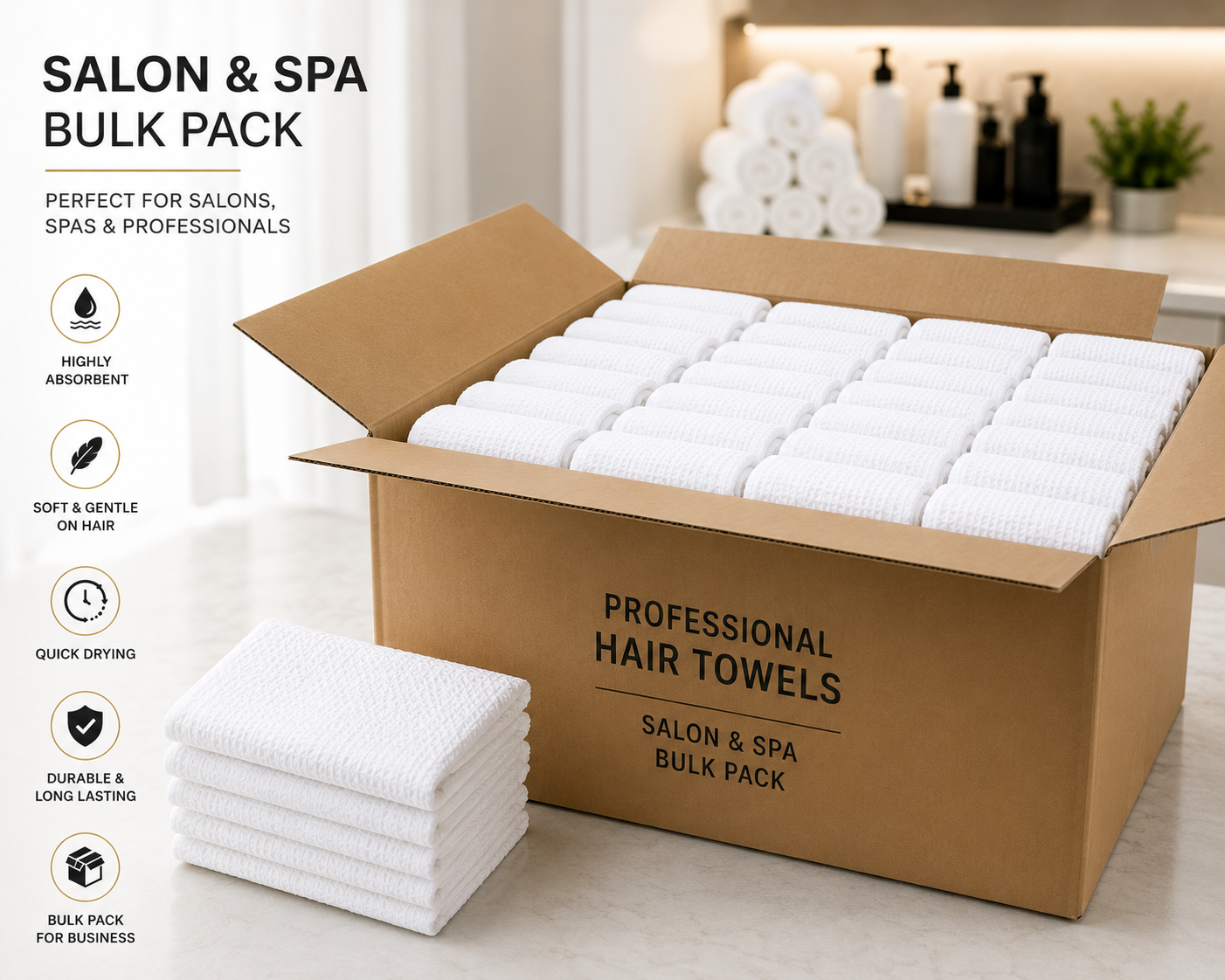 Premium Disposable Hair Towels (50x100 cm) - High Absorption | مناشف بريميوم للشعر للاستخدام مرة واحدة