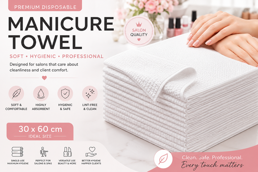 Disposable Manicure Towels , Professional Salon Essentials 30 × 60 cm , مناشف مانيكير للاستخدام مرة واحدة، مستلزمات احترافية للصالونات